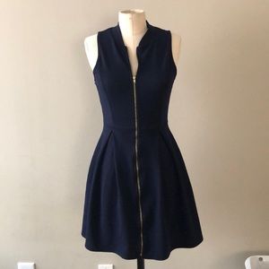 Navy pleated mini dress